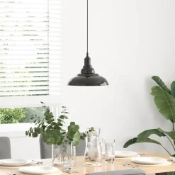 vidaXL Hanglamp in hoogte verstelbaar E27 Ø31 cm metaal glanzend zwart