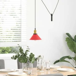 vidaXL Hanglamp in hoogte verstelbaar E27 Ø22 cm metaal glanzend rood