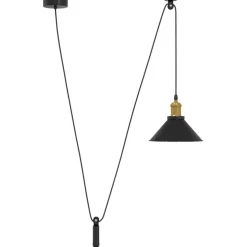 vidaXL Hanglamp in hoogte verstelbaar E27 Ø22 cm metaal glanzend zwart
