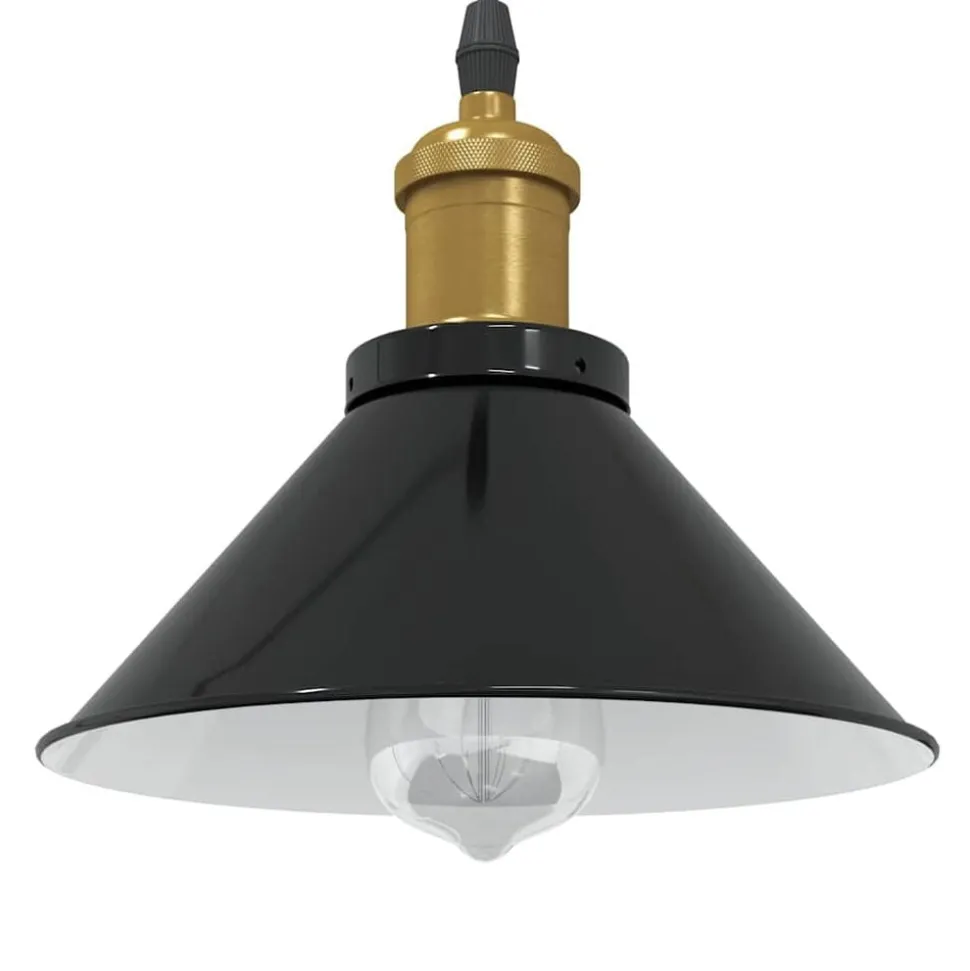 vidaXL Hanglamp in hoogte verstelbaar E27 Ø22 cm metaal glanzend zwart
