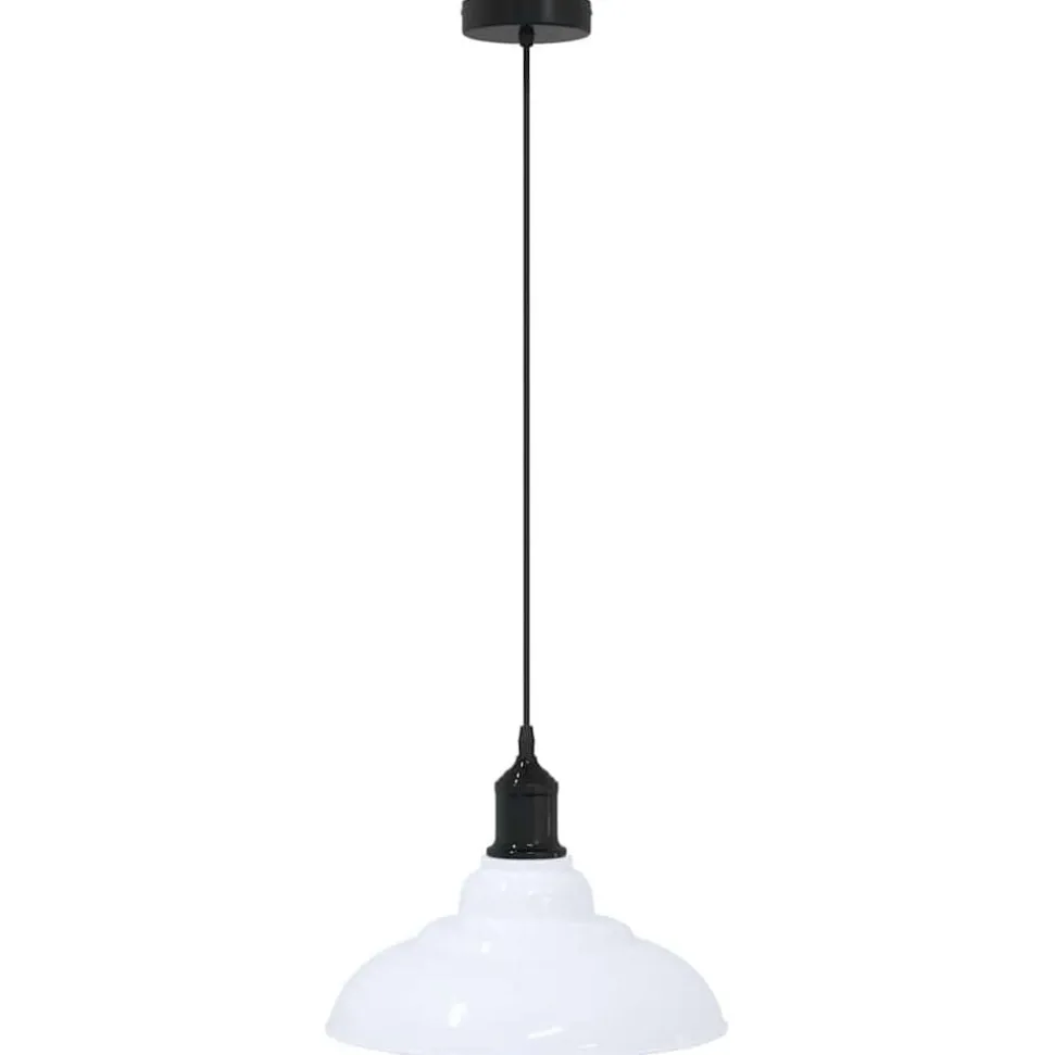 vidaXL Hanglamp in hoogte verstelbaar E27 Ø31 cm metaal glanzend wit