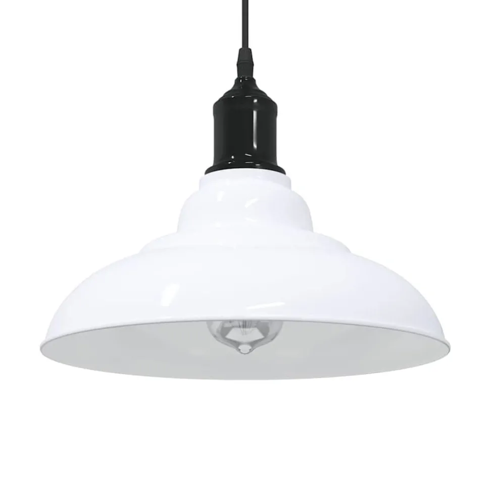 vidaXL Hanglamp in hoogte verstelbaar E27 Ø31 cm metaal glanzend wit