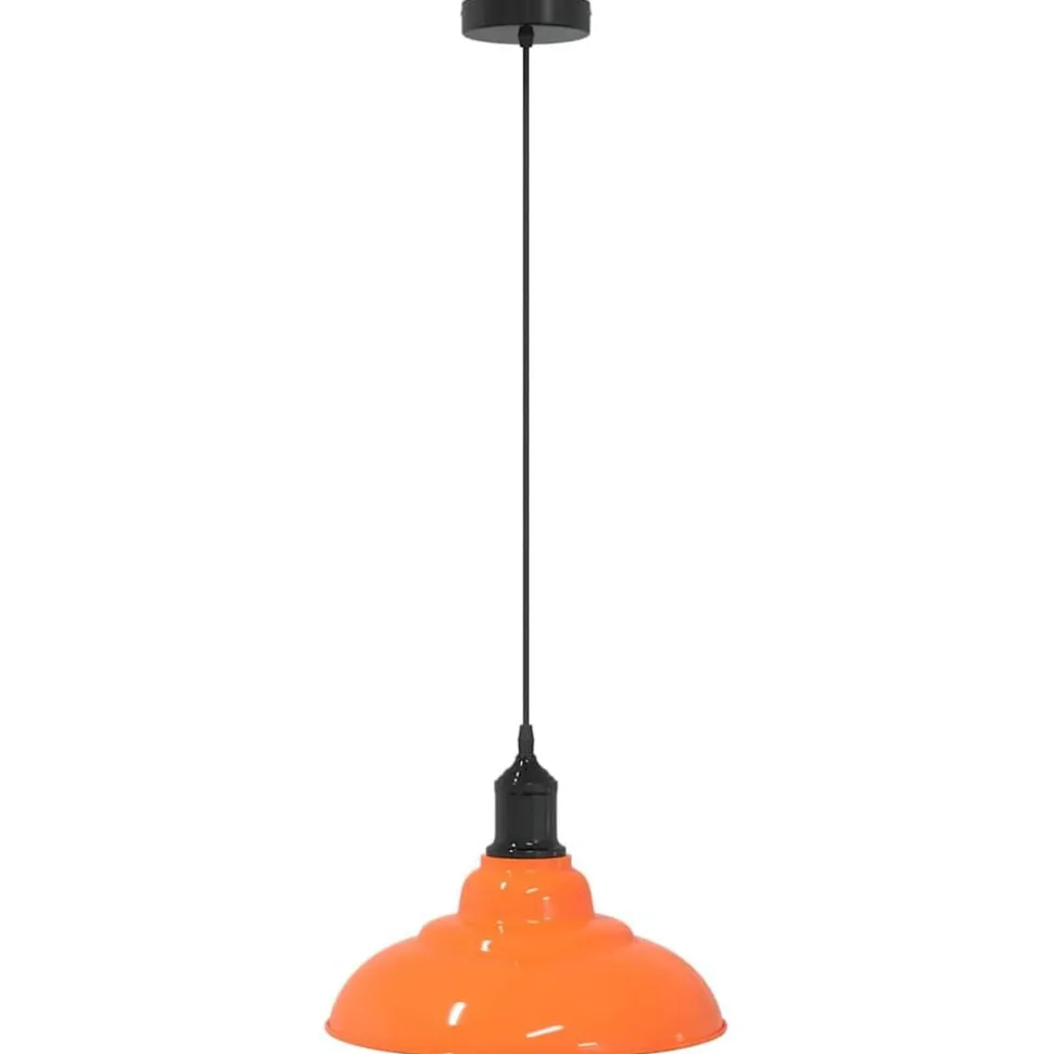 vidaXL Hanglamp in hoogte verstelbaar E27 Ø31cm metaal glanzend oranje