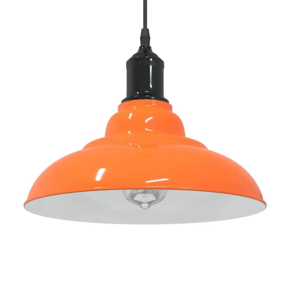 vidaXL Hanglamp in hoogte verstelbaar E27 Ø31cm metaal glanzend oranje