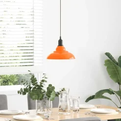 vidaXL Hanglamp in hoogte verstelbaar E27 Ø31cm metaal glanzend oranje
