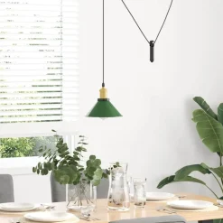 vidaXL Hanglamp in hoogte verstelbaar E27 Ø22 cm metaal glanzend groen