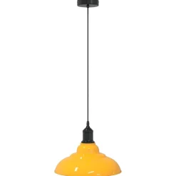 vidaXL Hanglamp in hoogte verstelbaar E27 Ø31 cm metaal glanzend geel
