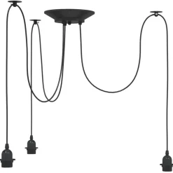 vidaXL Hanglamp met 3 lamphouders E27 metaal zwart