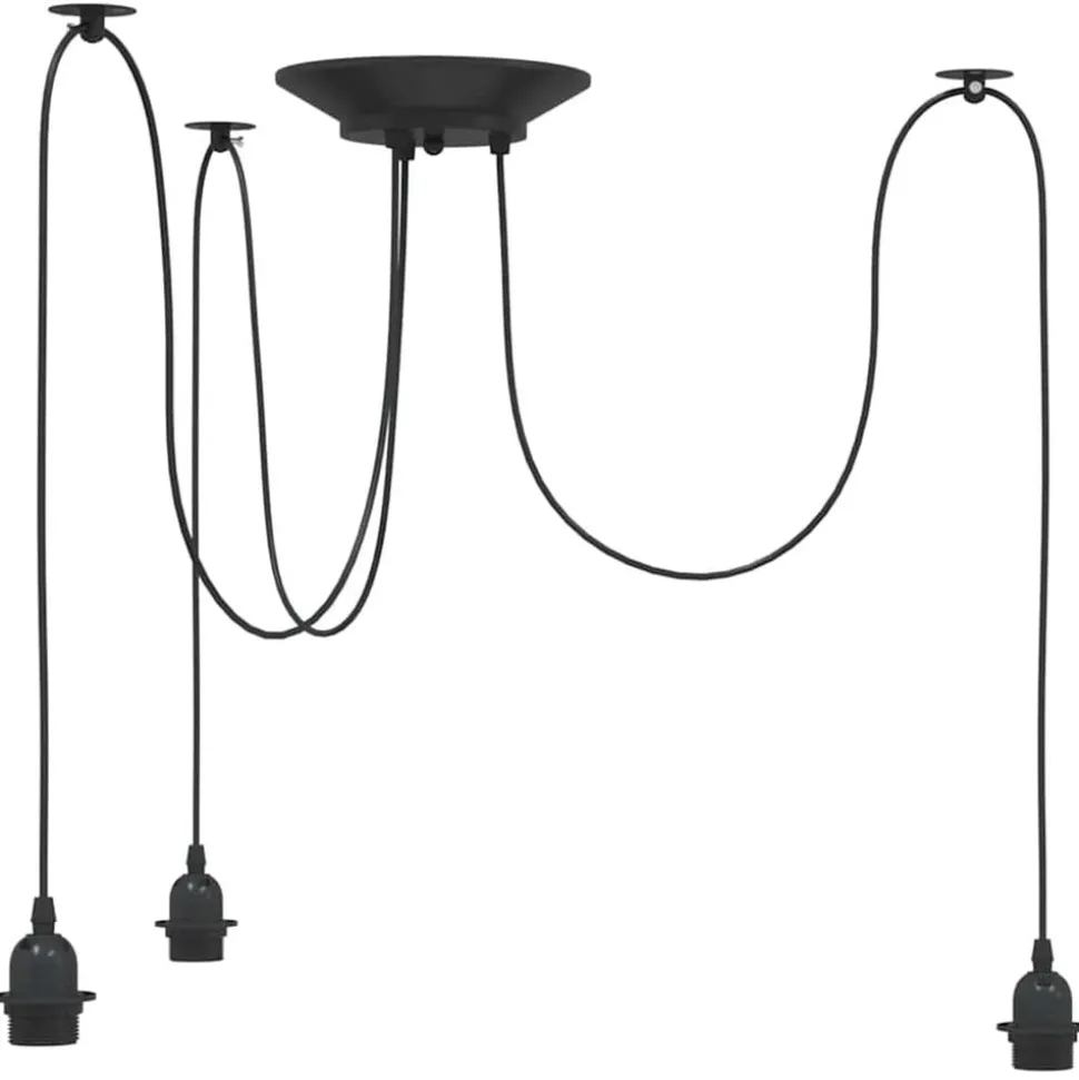 vidaXL Hanglamp met 3 lamphouders E27 metaal zwart