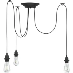 vidaXL Hanglamp met 3 lamphouders E27 metaal zwart
