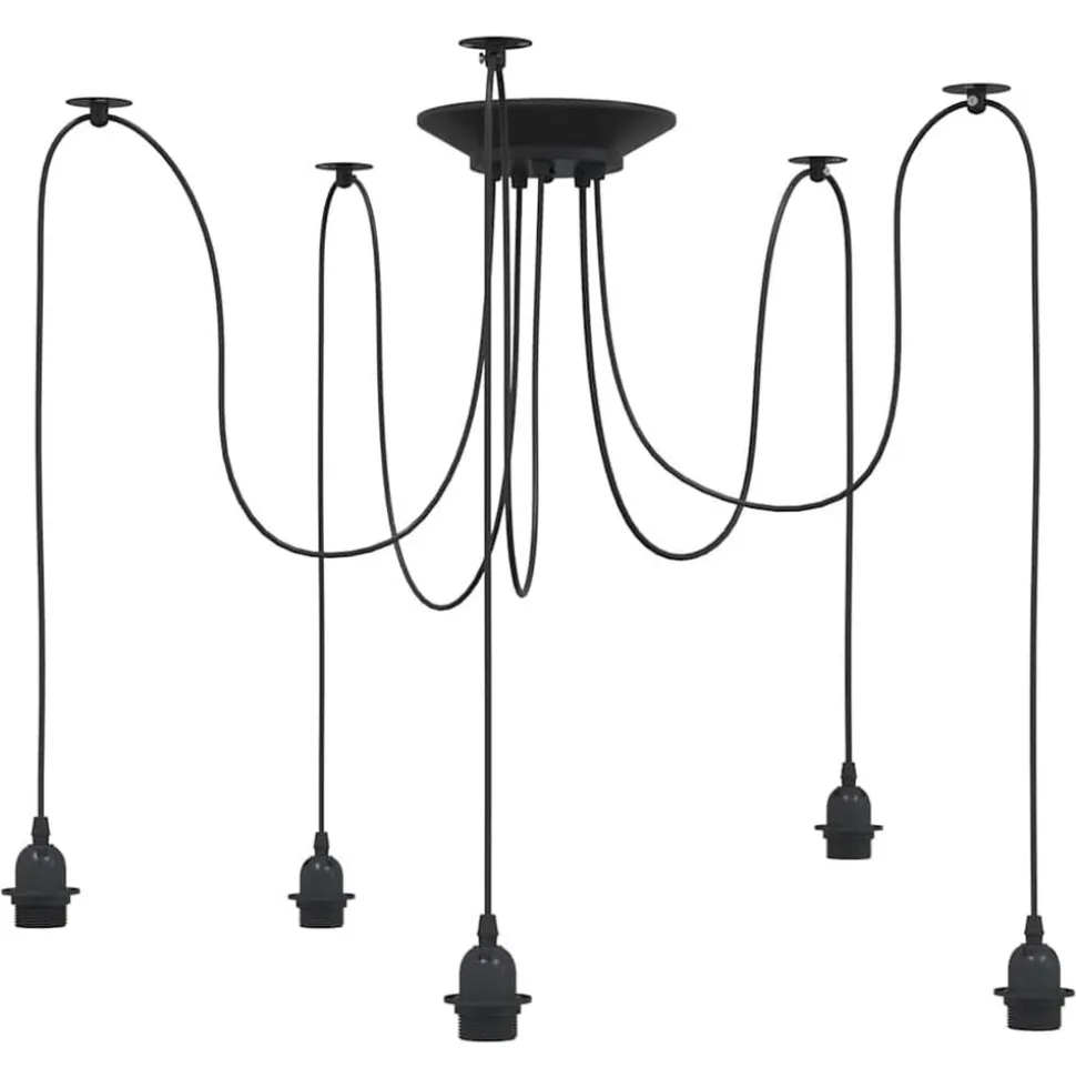 vidaXL Hanglamp met 5 lamphouders E27 metaal zwart