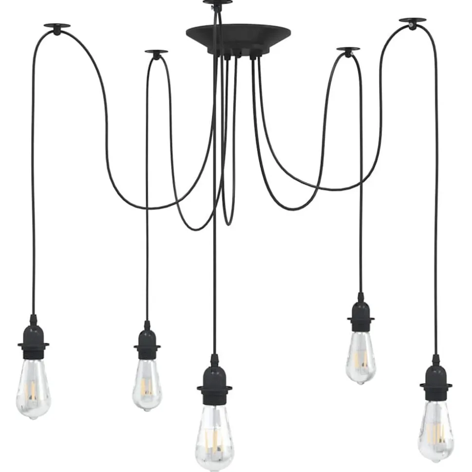 vidaXL Hanglamp met 5 lamphouders E27 metaal zwart
