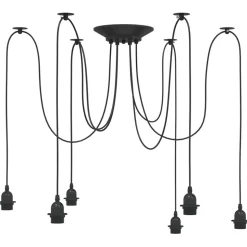 vidaXL Hanglamp met 6 lamphouders E27 metaal zwart