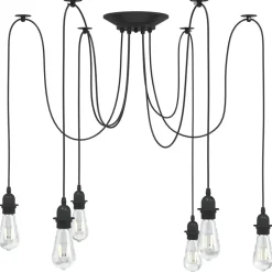 vidaXL Hanglamp met 6 lamphouders E27 metaal zwart