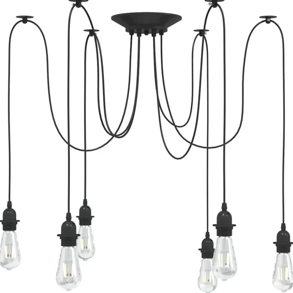 vidaXL Hanglamp met 6 lamphouders E27 metaal zwart