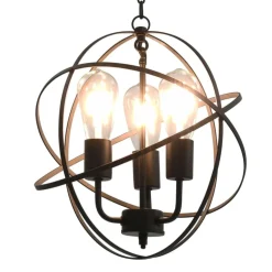 vidaXL Hanglamp rond 3xE27 zwart