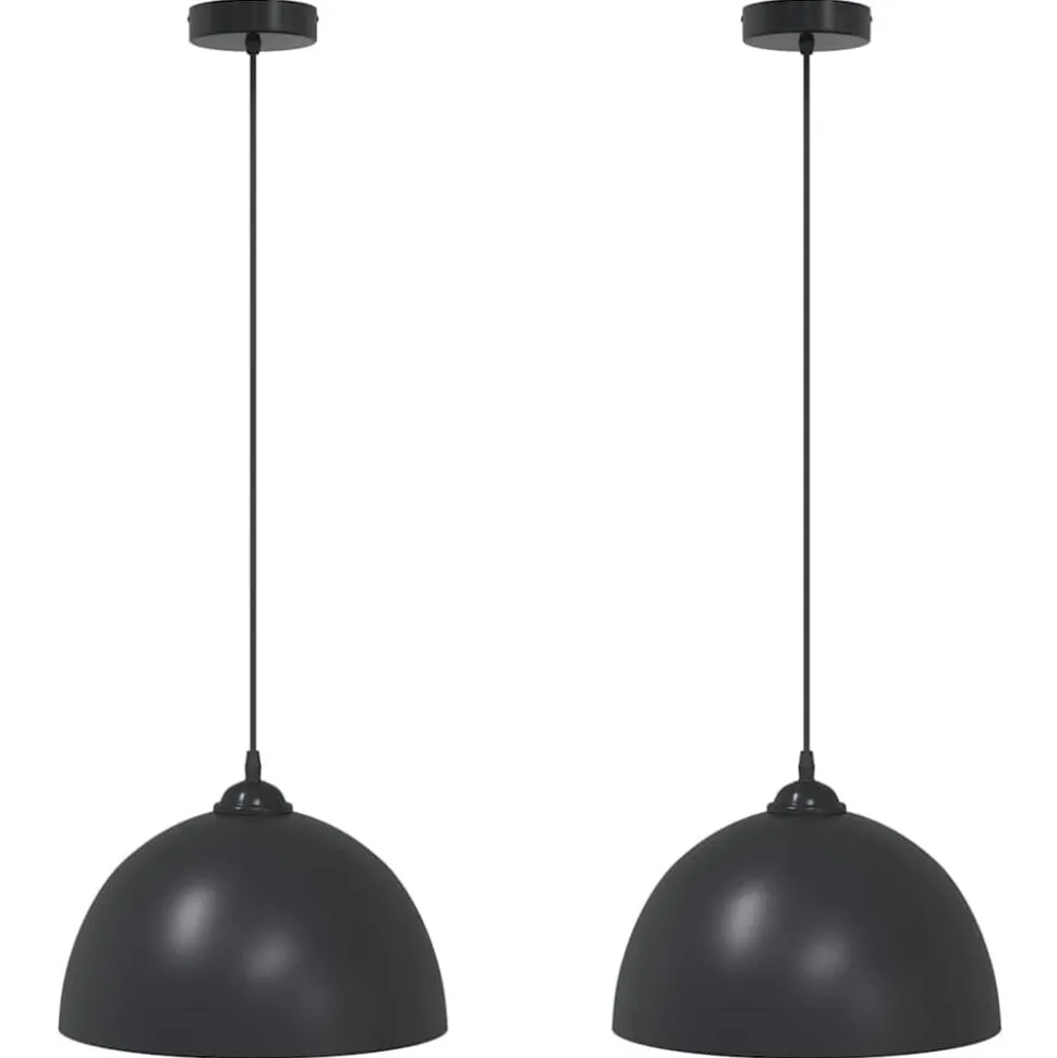 vidaXL Hanglampen 2 st In hoogte verstelbaar E27 30 cm metaal zwart