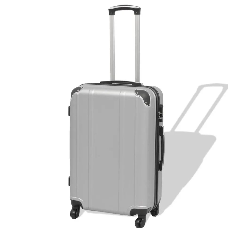 VidaXL Harde rolkoffer set zilver 4-dlg