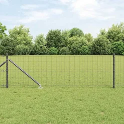 vidaXL Hek met Paal Grijs 0,4 x 10 m Staal en PVC
