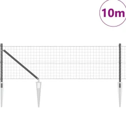 vidaXL Hek met Paal Grijs 0,4 x 10 m Staal en PVC