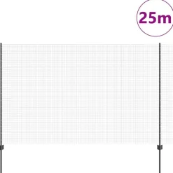 vidaXL Hek met Paal Grijs 1,6 x 25 m Staal en PVC