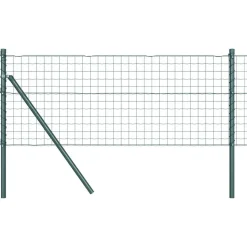 vidaXL Hek met Paal Groen 0,4 x 10 m Staal en PVC
