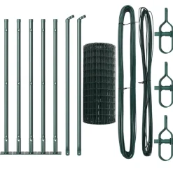 vidaXL Hek met Paal Groen 0,4 x 10 m Staal en PVC