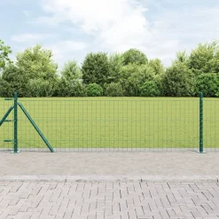 vidaXL Hek met Paal Groen 0,4 x 10 m Staal en PVC
