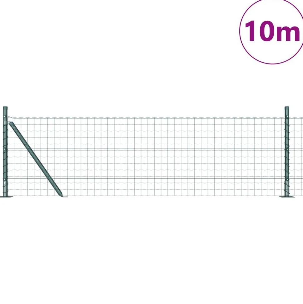 vidaXL Hek met Paal Groen 0,4 x 10 m Staal en PVC