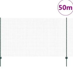 vidaXL Hek met Paal Groen 1,4 x 50 m Staal en PVC
