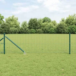 vidaXL Hek met Paal Groen 0,4 x 10 m Staal en PVC