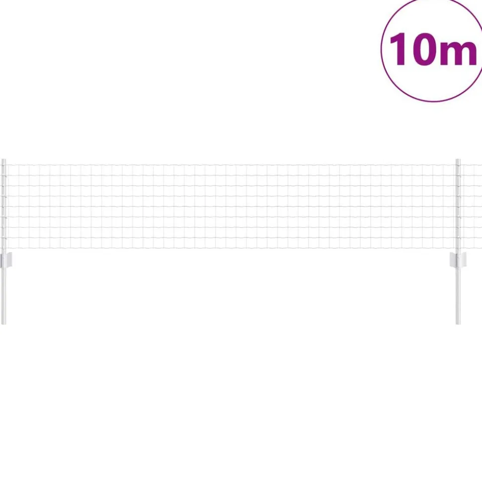 vidaXL Hek met Paal Zilver 0,4 x 10 m Staal