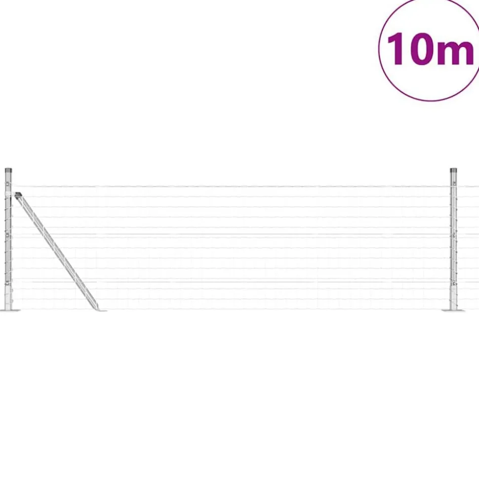 vidaXL Hek met Paal Zilver 0,4 x 10 m Staal