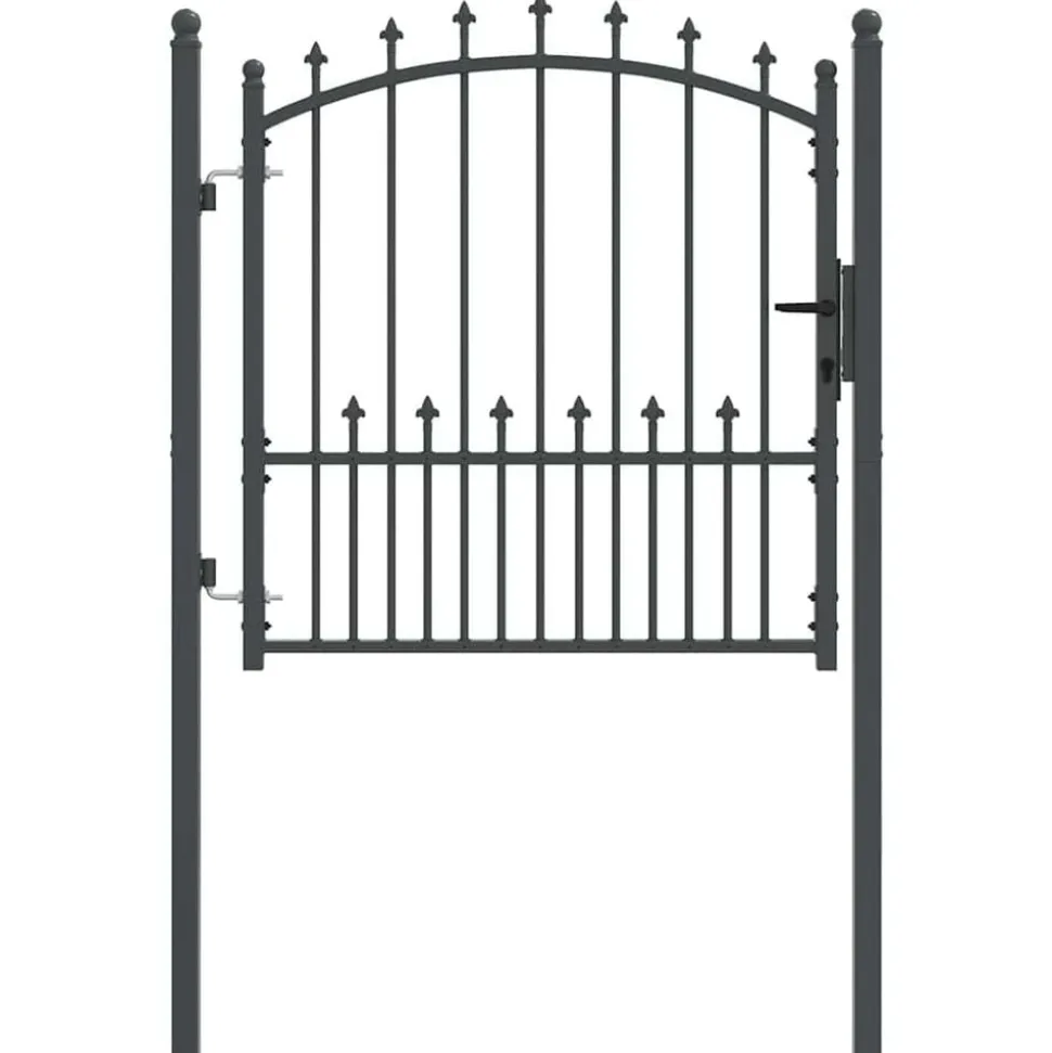 vidaXL Hekdeur met spijkers met slot Emmen Grijs 100 x 100 cm