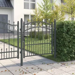 vidaXL Hekdeur met spijkers Emmen Grijs 100 x 100 cm