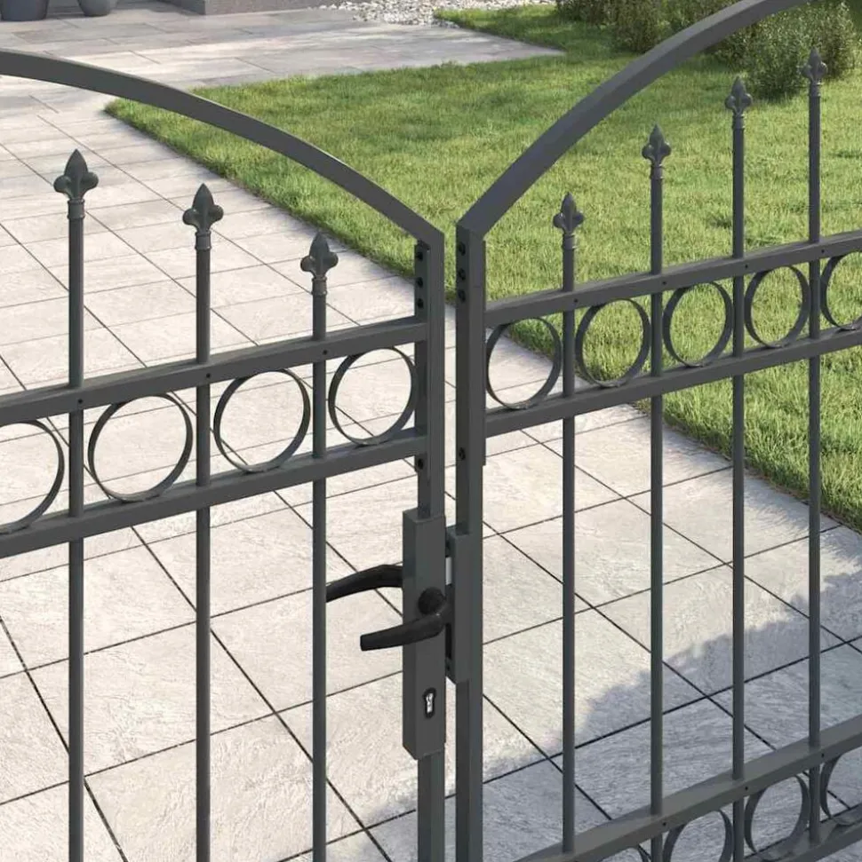 vidaXL Hekpoort Assen dubbele deur met gebogen bovenzijde staal 300x125 cm