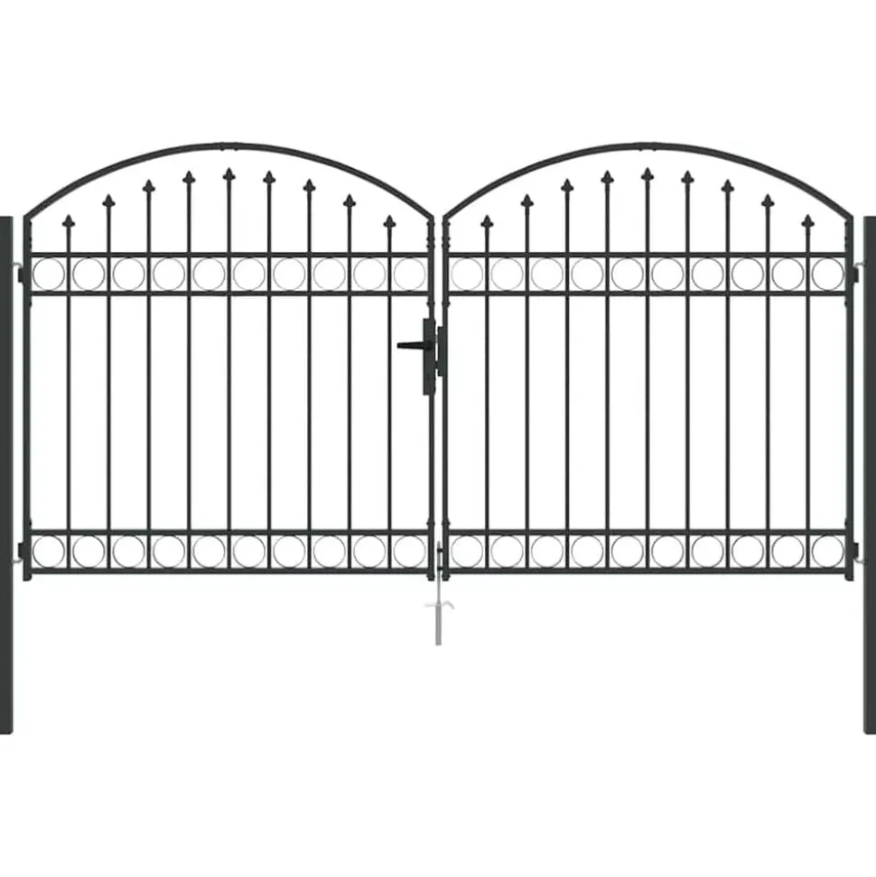 vidaXL Hekpoort Assen dubbele deur met gebogen bovenzijde staal 300x150 cm