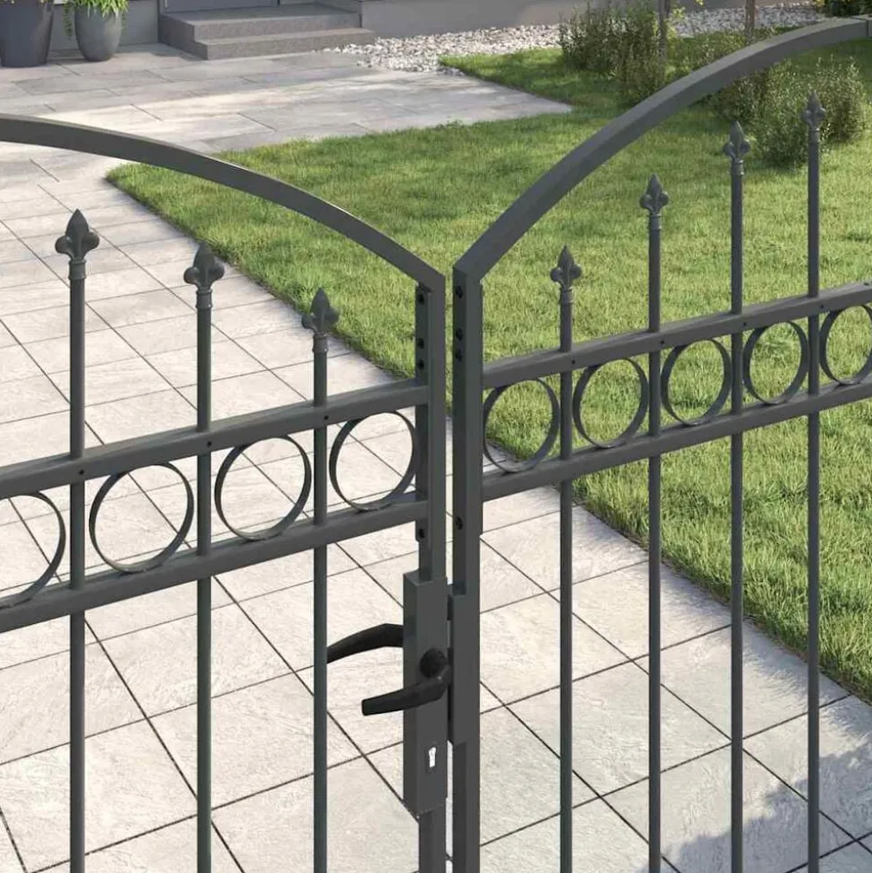 vidaXL Hekpoort Assen dubbele deur met gebogen bovenzijde staal 300x150 cm