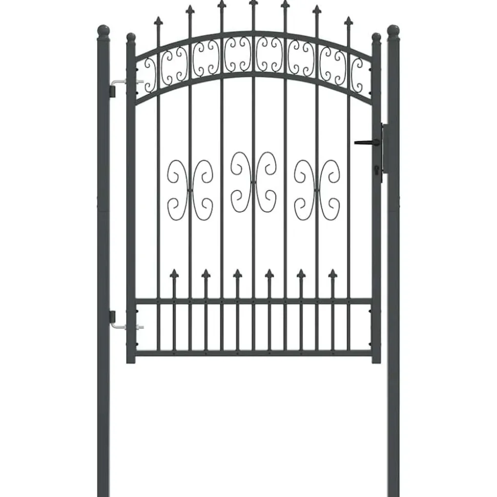 vidaXL Hekpoort Kampen met speerpunt zwart 103x125 cm staal