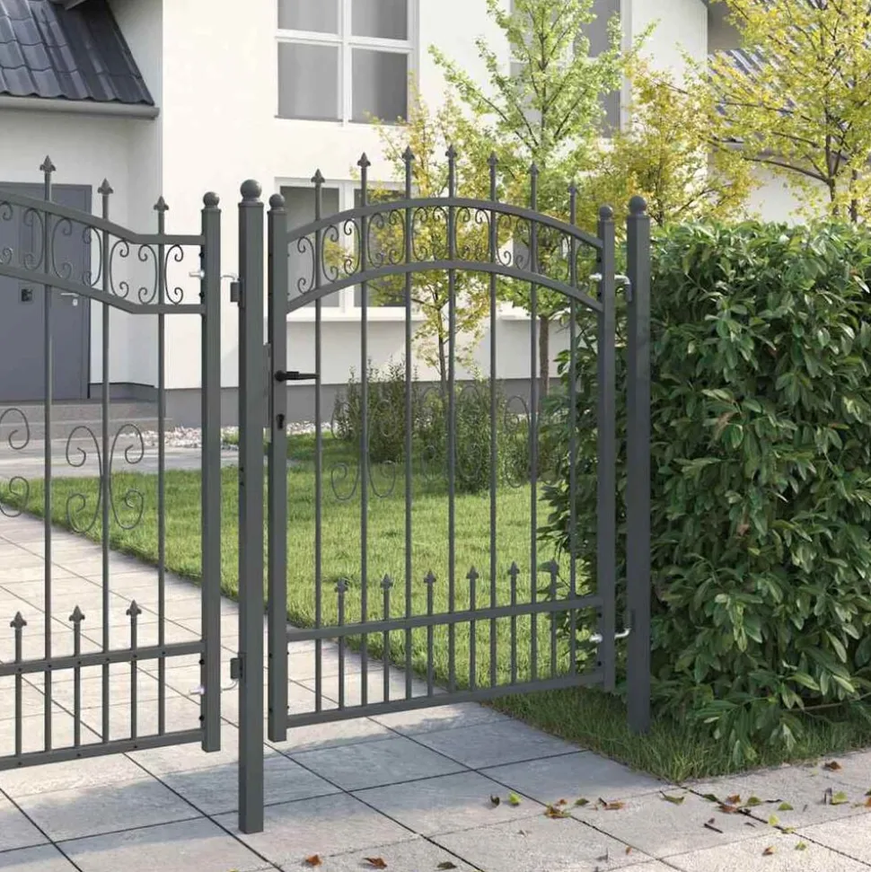 vidaXL Hekpoort Kampen met speerpunt zwart 103x125 cm staal