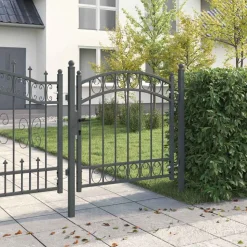 vidaXL Hekpoort met slot Emmen Grijs 100 x 100 cm Poedergecoat staal