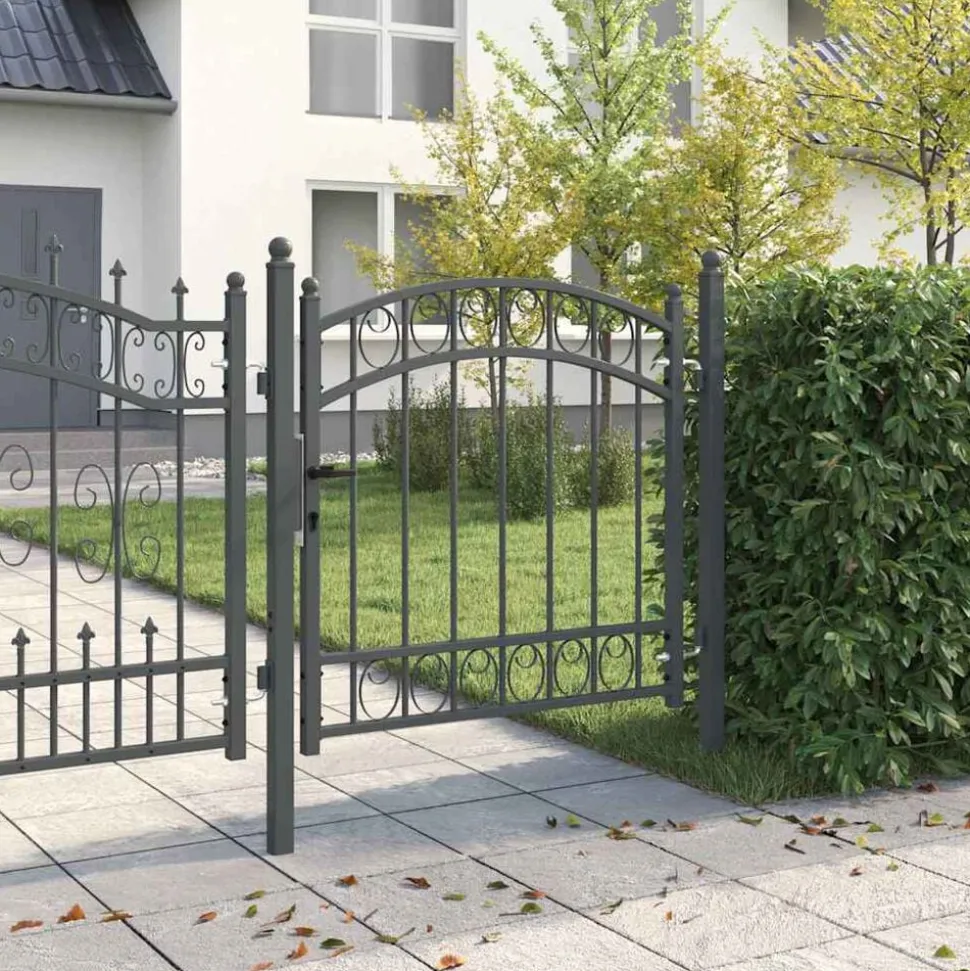 vidaXL Hekpoort met slot Emmen Grijs 100 x 100 cm Poedergecoat staal