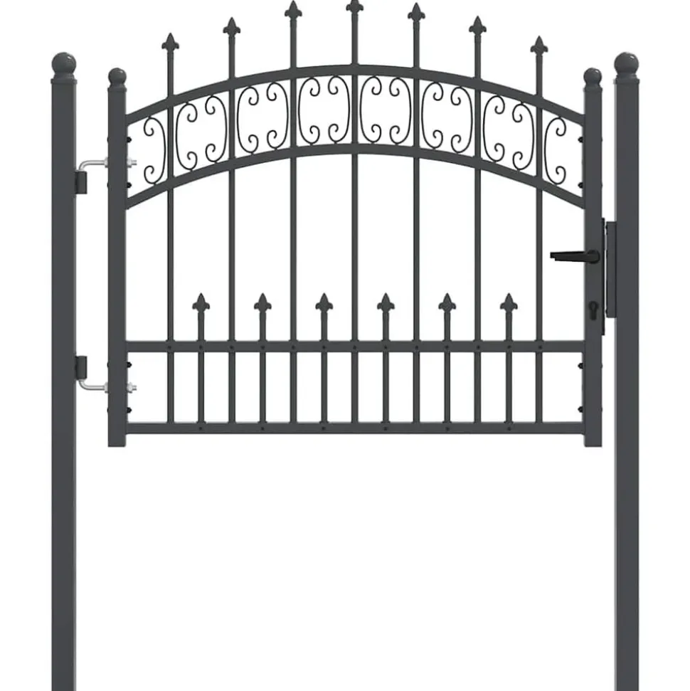 vidaXL Hekpoort met Spear Boven Kampen Grijs 103 x 75 cm Staal