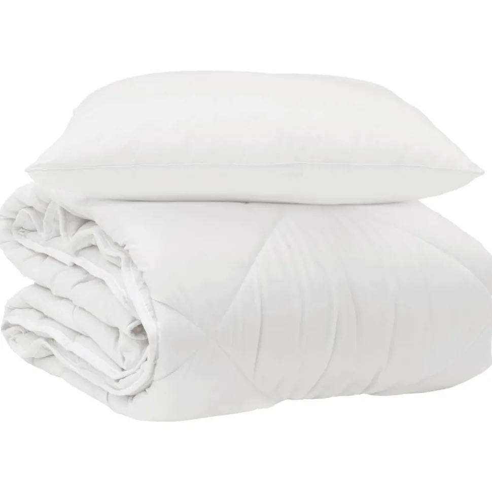vidaXL Het Duvet voor Elk Seizoen met kussen 2 pcs Wit Microvezel