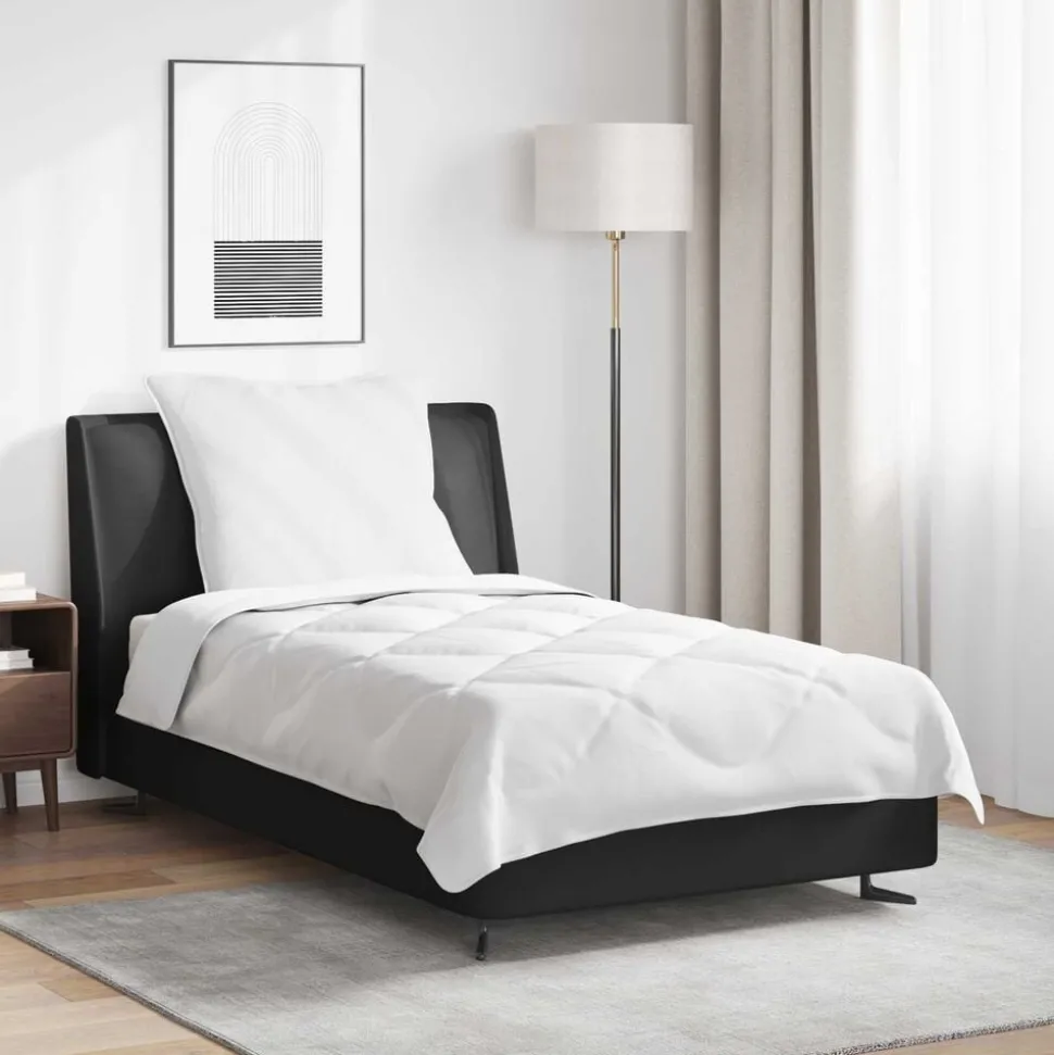 vidaXL Het Duvet voor Elk Seizoen met kussen 2 pcs Wit Microvezel