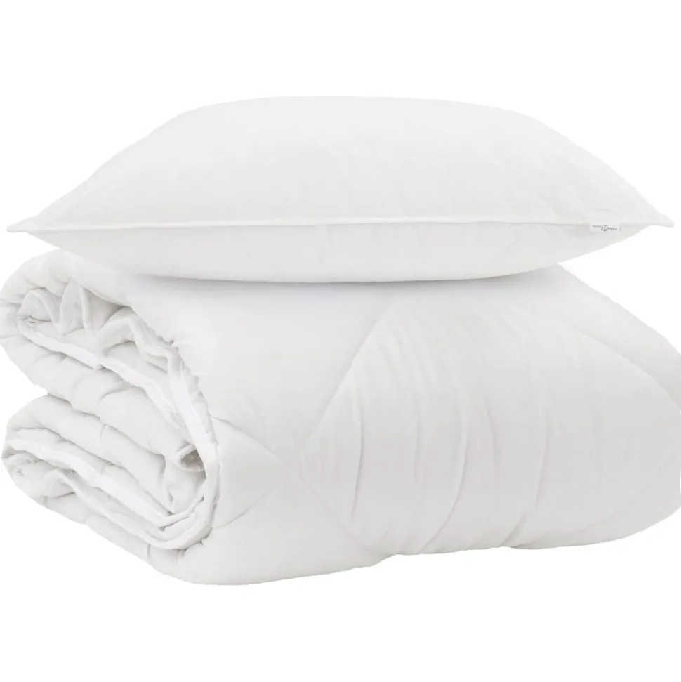vidaXL Het Duvet voor Elk Seizoen met kussen 2 pcs Wit Microvezel