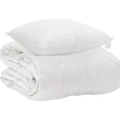 vidaXL Het Duvet voor Elk Seizoen met kussen 2 pcs Wit Microvezel