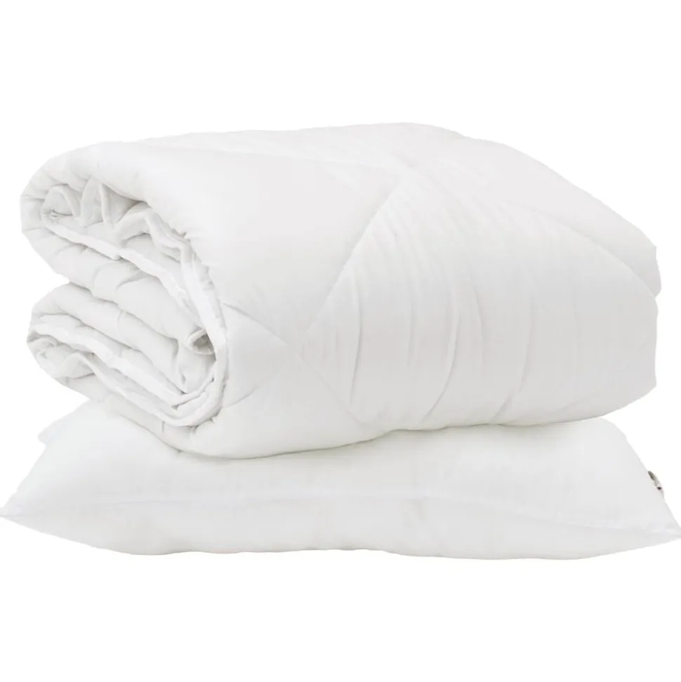 vidaXL Het Duvet voor Elk Seizoen met kussen 2 pcs Wit Microvezel