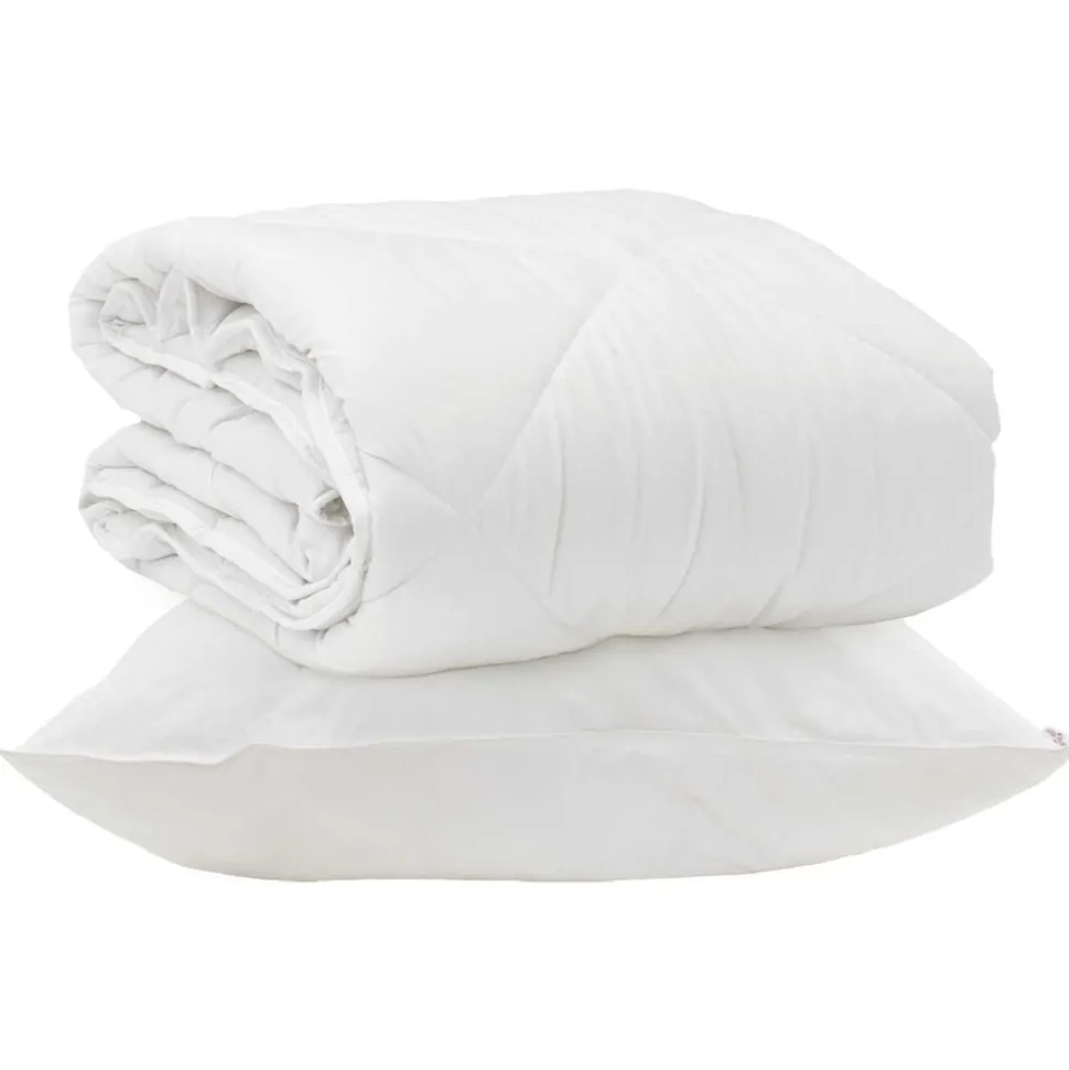 vidaXL Het Duvet voor Elk Seizoen met kussen 2 pcs Wit Microvezel
