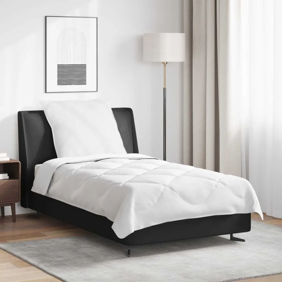 vidaXL Het Duvet voor Elk Seizoen met kussen 2 pcs Wit Microvezel